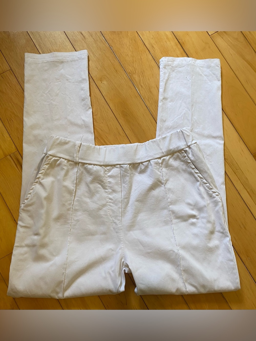 Women's stretch Straight-Leg Drawstring Pants in white